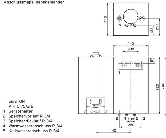 Vaillant Paket 1.652/2 ecoTEC plus VC 10 CS/1-5, VRC 710, VIH Q 75/2 B 8000013882