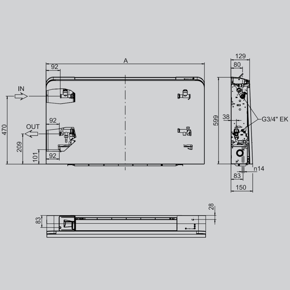 Viessmann Gebläsekonvektor SLR Bi2 AIR 600 TR 7712352