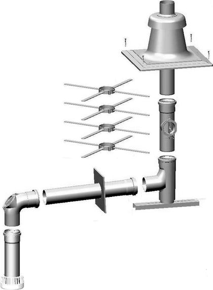 Wolf Anschluss-Set B23, DN60 an Abgasleitung für Schachteinbau, Kunststoff 2651900