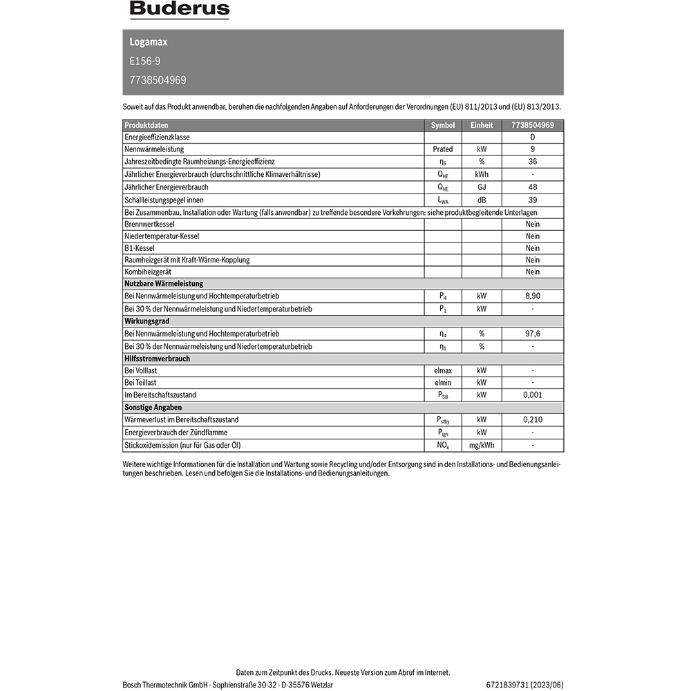 Buderus Logamax E156-9 9kW 7738504969