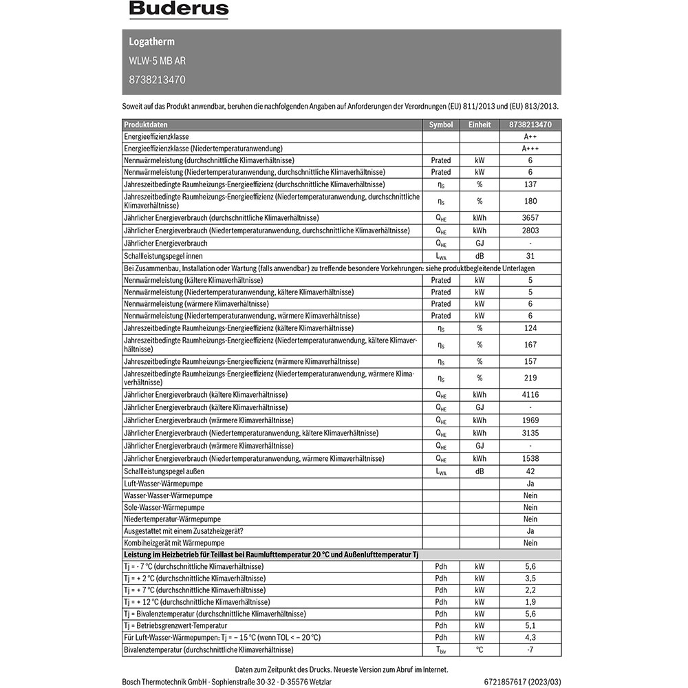 Buderus Luft-Wasser-Wärmepumpe Logatherm WLW-5 MB AR Außeneinheit Monoblock reversibel