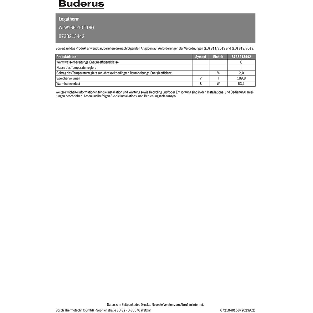 Buderus Luft-Wasser-Wärmepumpe Logaplus-Paket WP-SP1 WLW-6 SP AR, WLW166-10 T190