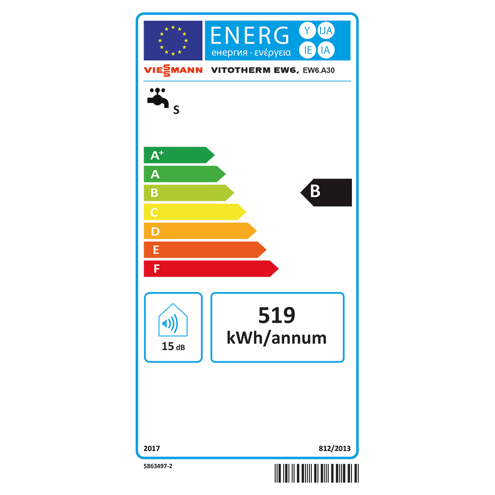 Viessmann Vitotherm 2 - 6 kW 30 L Elektro-Wandspeicher Typ EW6 ZK03822