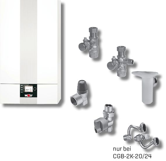 Wolf CGB-2-14 14kW Gas-Brennwerttherme mit Bedienmodul BM2 und Zubehör 8615008F03