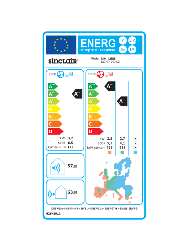 Sinclair, Keyon Außengerät Inverter 3,2 kW Kühlen / 3,4 kW Heizen SOH-12BIK2
