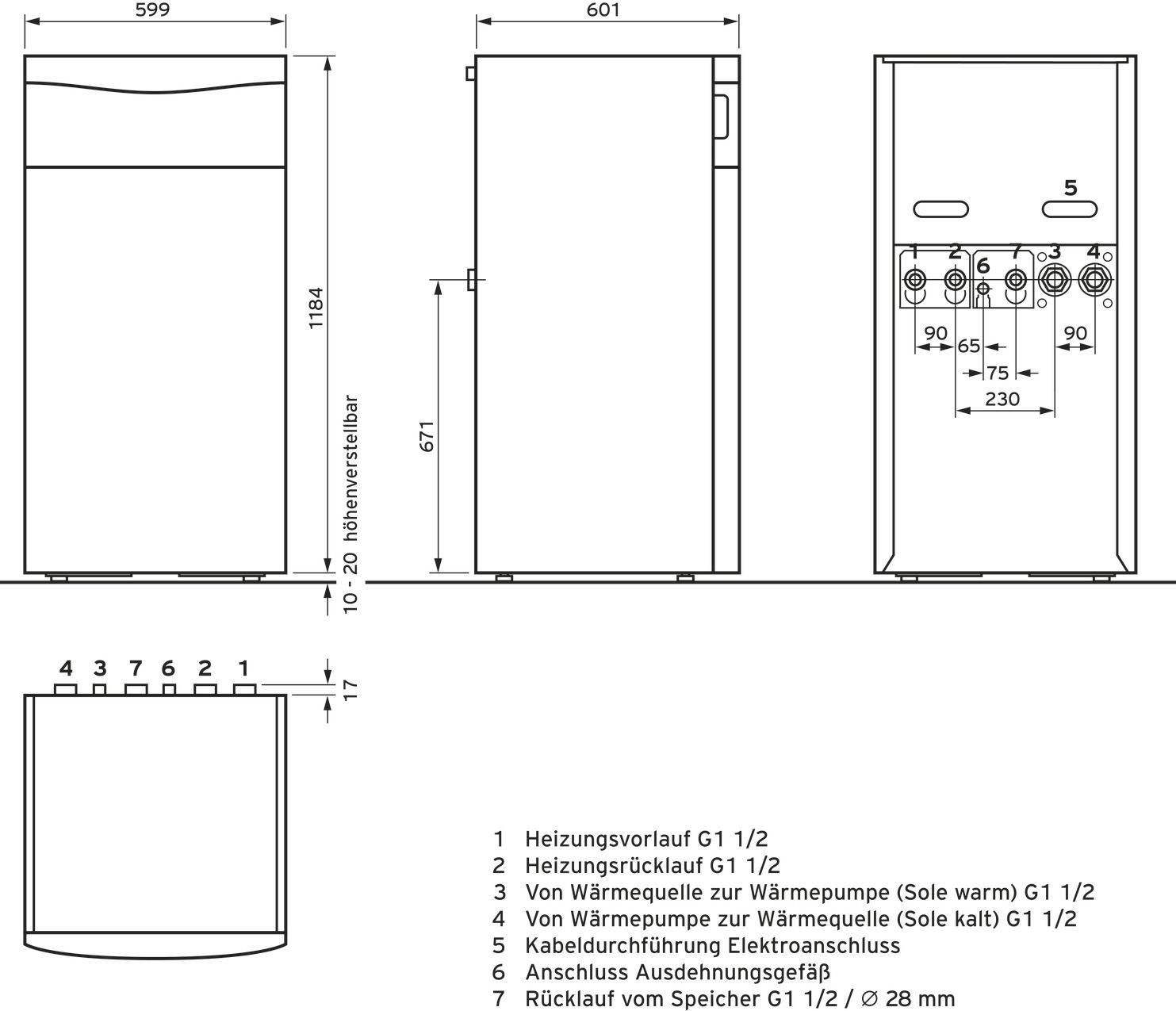 Vaillant flexoTHERM exclusive VWF 117/4, Heizungswärmepumpe (Sole/Wasser) 0010030746