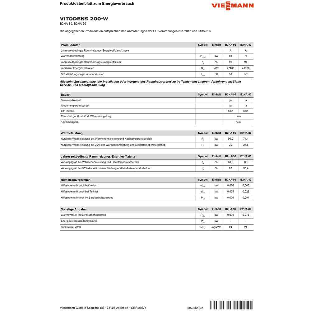 Viessmann Vitodens 200-W B2HA 80kW B2HAI43 Brennwertgerät mit VT200 HO1B