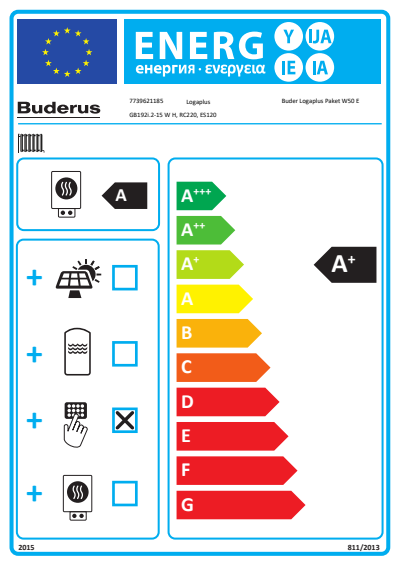 Buderus GB192i.2-15, W50 (E), Gas-Brennwertgerät, weiß, ES120, 120 l, BC400 7739621185