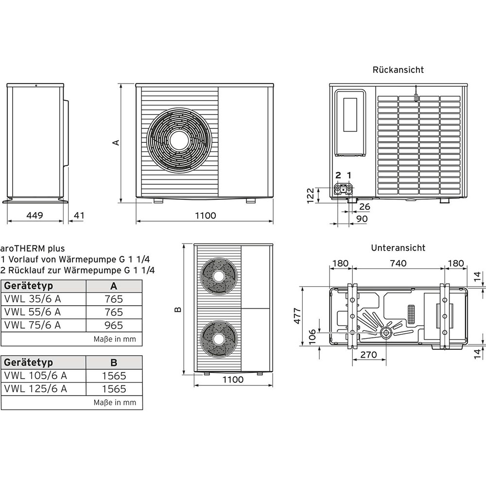 Vaillant aroTHERM plus 55/6 A mit uniTOWER plus Luft/Wasser Heizungswärmepumpe